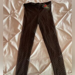 Sheer Brown Tights With Hearts Girls XL / Women’s S | Flowers by Zoe